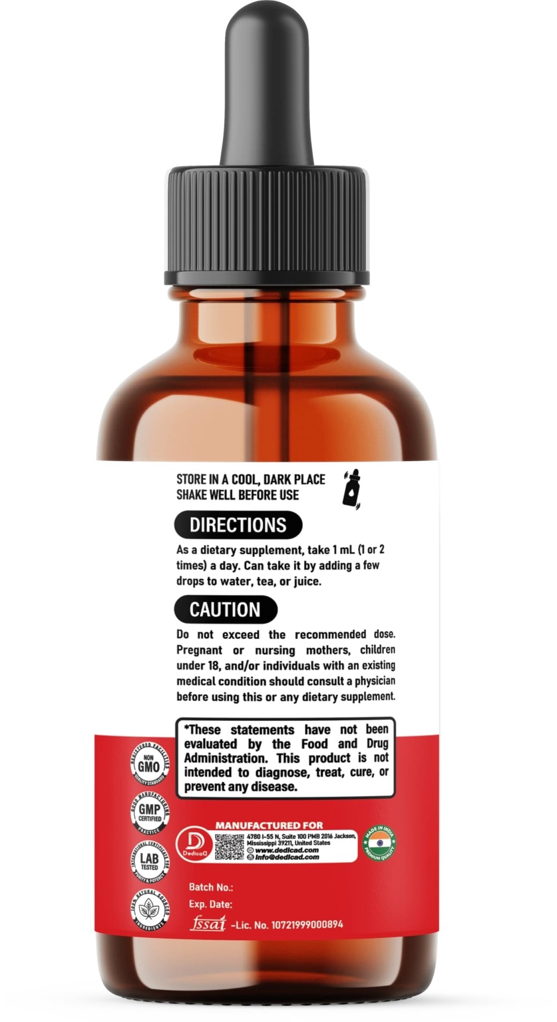 DEDICAD 10in1 Berberine HCl Drops - Liposomal Berberine Liquid - Activator Berberine with Ceylon Cinnamon, Bitter Melon, and 7 More - 60ml - dailyvitalstore