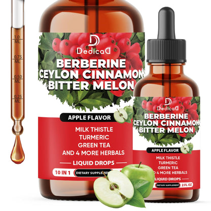 DEDICAD 10in1 Berberine HCl Drops - Liposomal Berberine Liquid - Activator Berberine with Ceylon Cinnamon, Bitter Melon, and 7 More - 60ml - dailyvitalstore