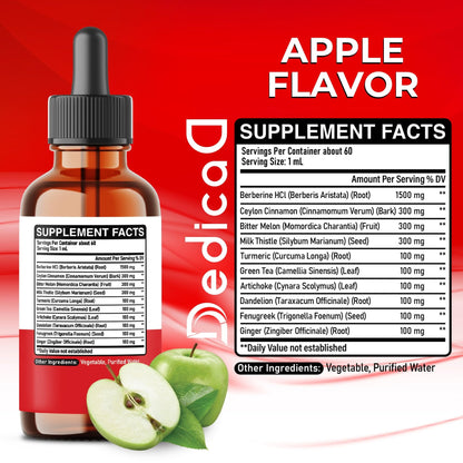 DEDICAD 10in1 Berberine HCl Drops - Liposomal Berberine Liquid - Activator Berberine with Ceylon Cinnamon, Bitter Melon, and 7 More - 60ml - dailyvitalstore