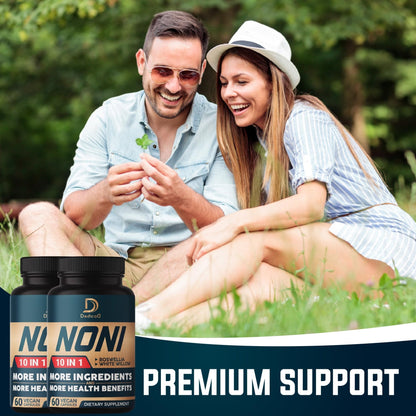 DEDICAD 10in1 Noni Capsules - 4 Month Supply with Elderberry, Boswellia, Turmeric, Ginger & More - Support Muscle, Joint, Digestive & Immune - 2 Packs of 60 Vegan Capsules, Non-GMO & Gluten-Free - dailyvitalstore
