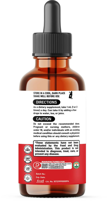 DEDICAD 11in1 Black Walnut Wormwood Cloves Liquid Drops with Cloves Buds, Senna Leaf, Psyllium Husk, Fennel Seed, Papaya Leaf and More - 2 oz Fl - 60 Days - Strawberry Flavor - dailyvitalstore