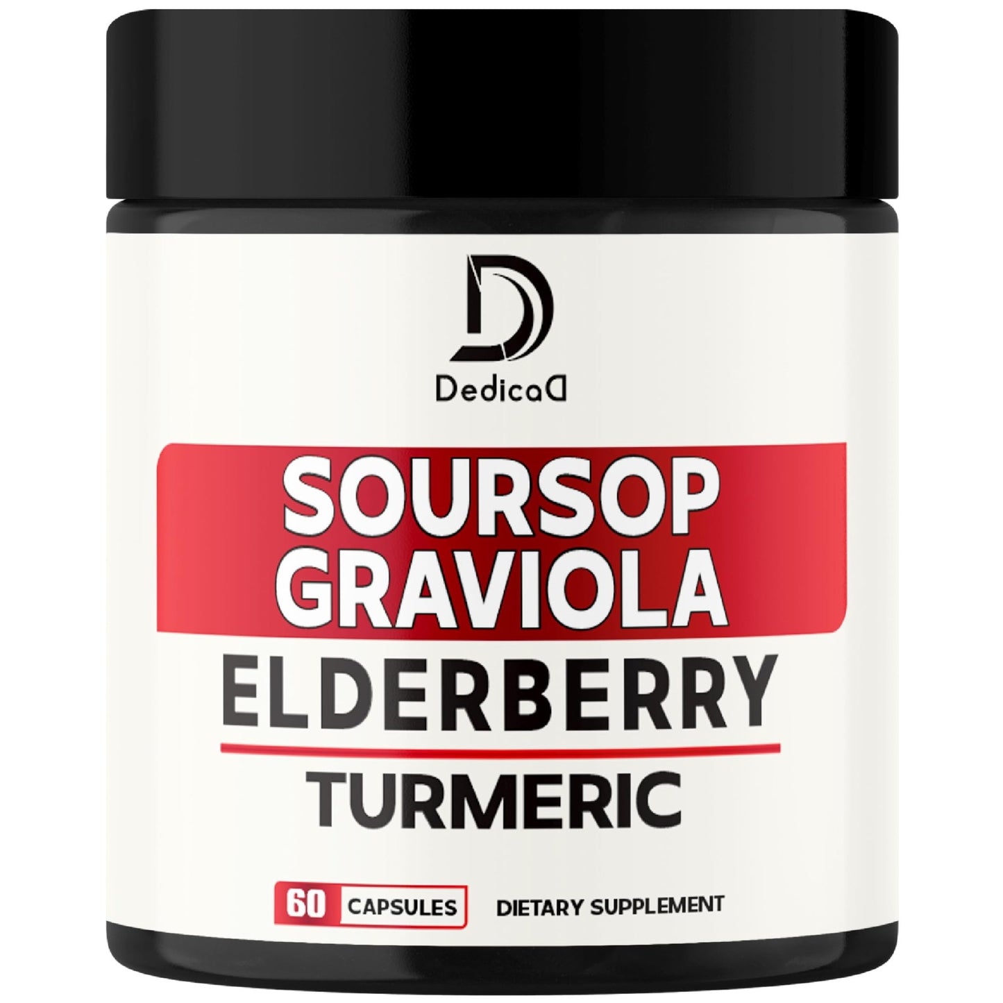 DEDICAD 11in1 Graviola Soursop Capsules - Blended with Elderberry, Turmeric, Ginger, Milk Thistle, Cranberry & More - Support Positive Mood, Immune System & Body Management - dailyvitalstore