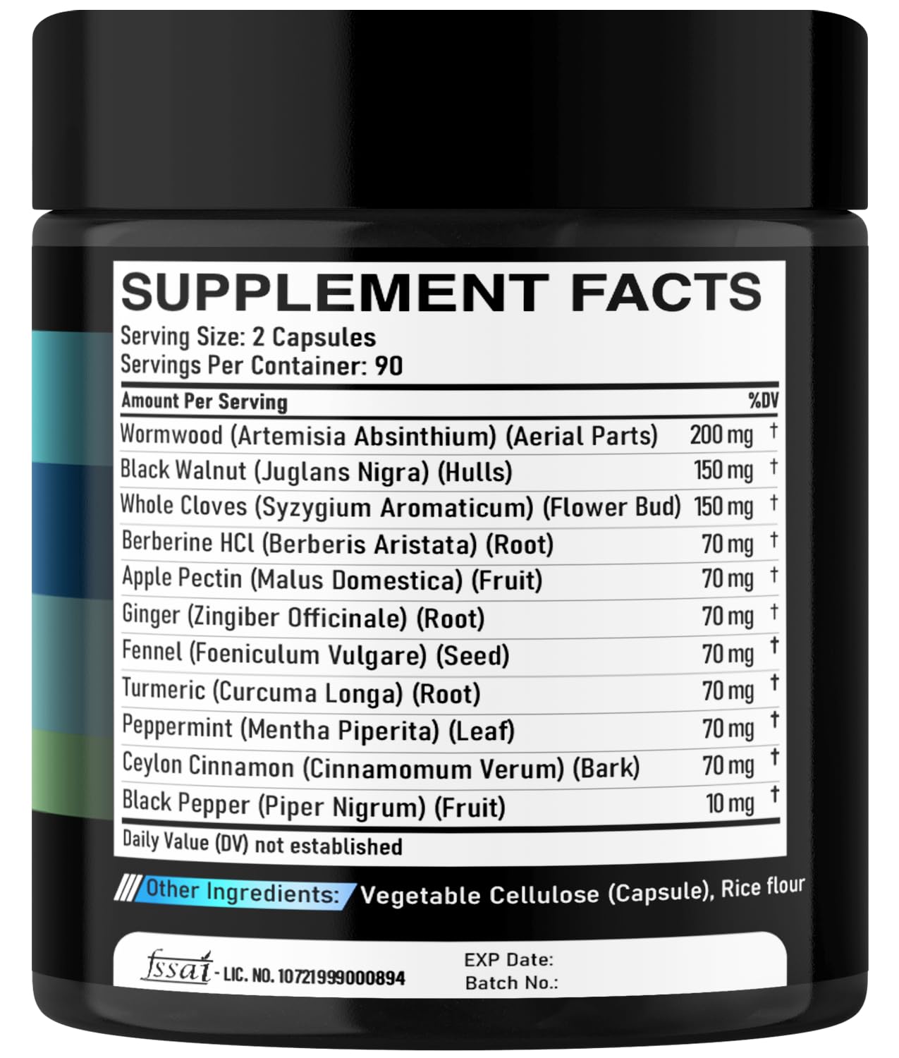 DEDICAD 11in1 Wormwood Capsules - 180 Capsules Extracted from Black Walnut, Cloves, Ginger, Turmeric, Apple, Berberine HCl & More - Support Immune System for 3 Months - dailyvitalstore