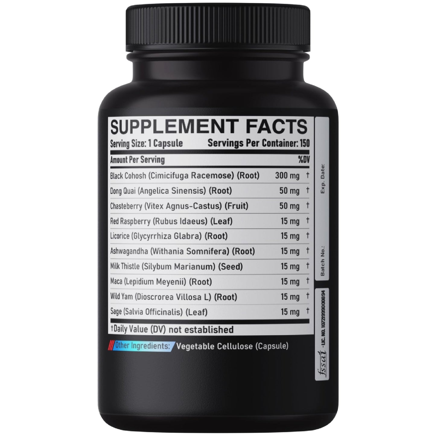 DEDICAD 12in1 Black Cohosh 5-Month Supply for Menopause Support Supplement with Dong Quai, Chasteberry, Red Raspberry, Licorice, Wild Yam & More - 150 Capsules - dailyvitalstore
