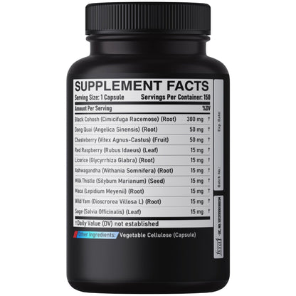 DEDICAD 12in1 Black Cohosh 5-Month Supply for Menopause Support Supplement with Dong Quai, Chasteberry, Red Raspberry, Licorice, Wild Yam & More - 150 Capsules - dailyvitalstore