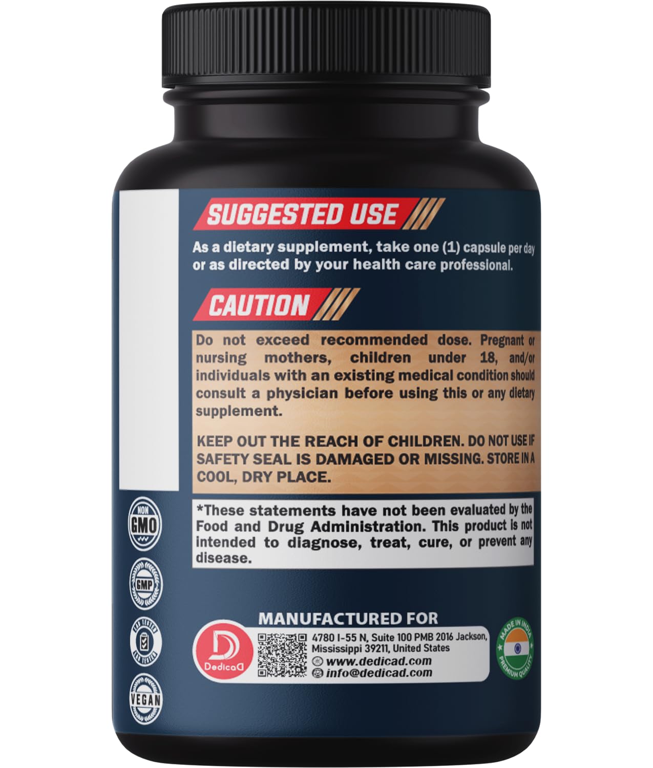 DEDICAD 12in1 Wormwood Black Walnut Clove Capsules - Immune, and Mood Support - 3 Month Supply - 90 Vegan Capsules - dailyvitalstore