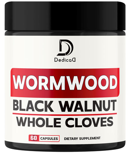 DEDICAD 12in1 Wormwood Capsules Black Walnut Cloves, Ginger, Turmeric Curcumin & Black Pepper - Immune System - 60 Capsules - dailyvitalstore