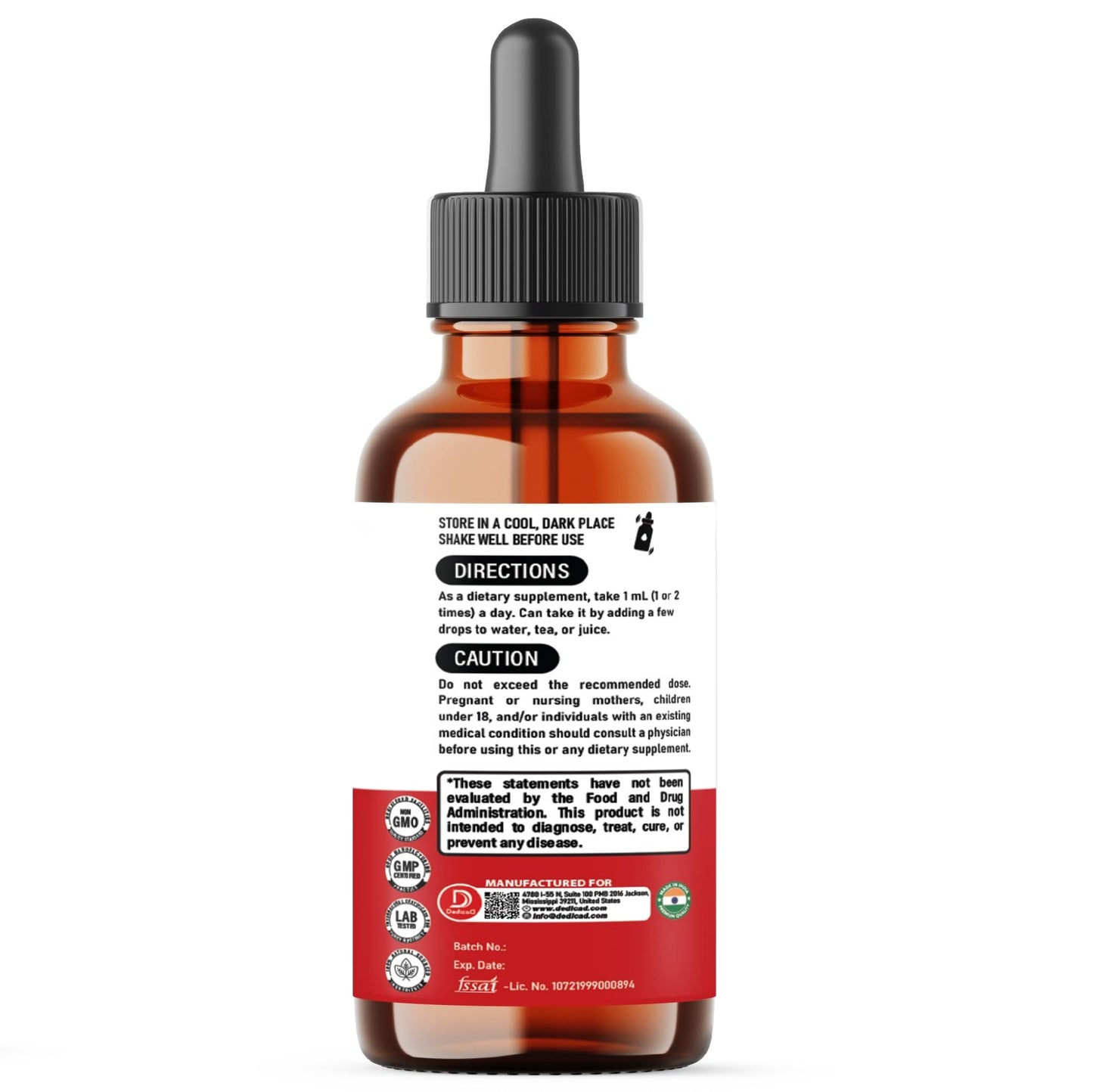 DEDICAD 12in1 Wormwood Liquid Drops Added Black Walnut, Whole Cloves and 9 More Herbs - 2 Fl Oz - 60 Days Supply - Mint Flavor - dailyvitalstore