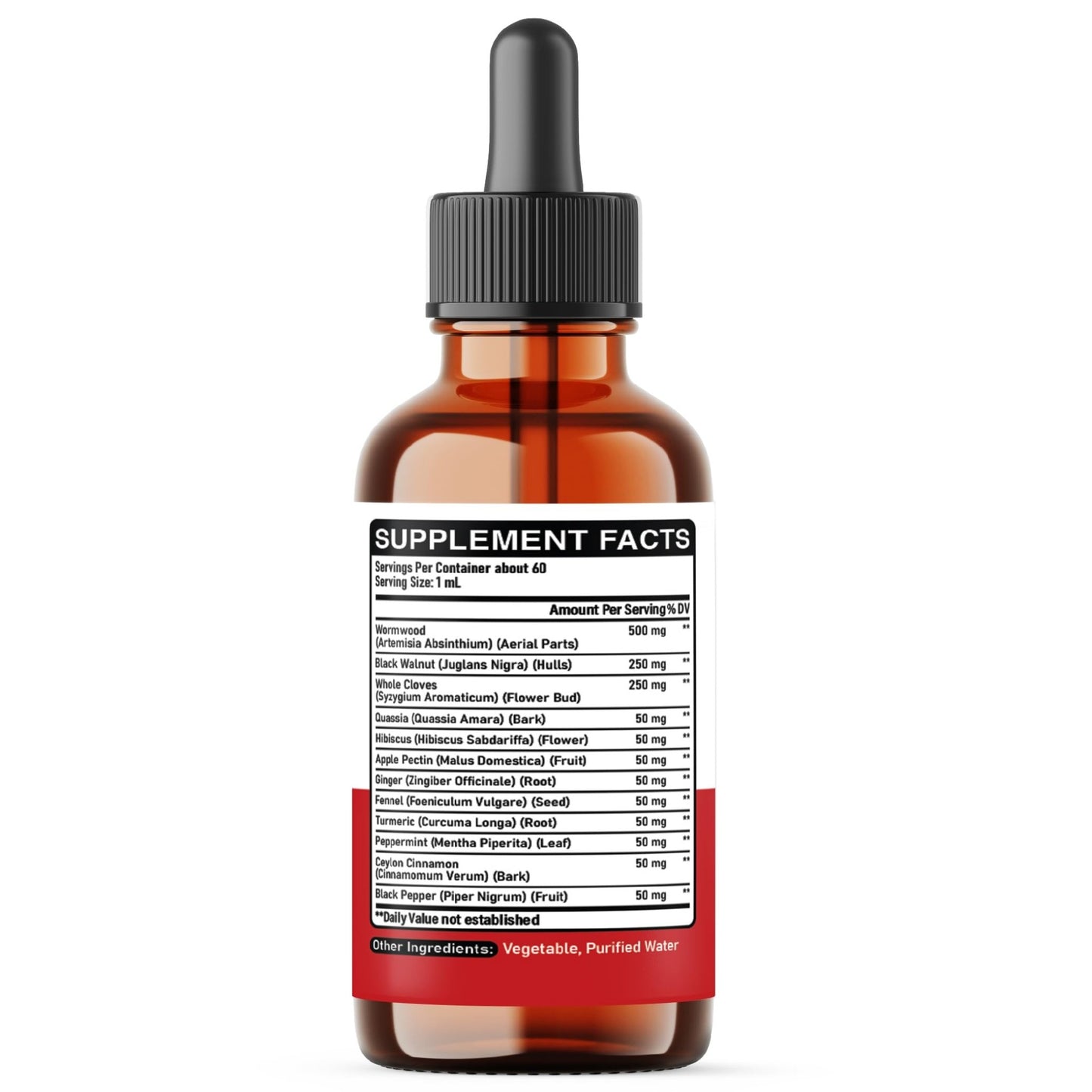 DEDICAD 12in1 Wormwood Liquid Drops Added Black Walnut, Whole Cloves and 9 More Herbs - 2 Fl Oz - 60 Days Supply - Mint Flavor - dailyvitalstore