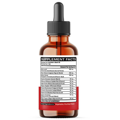 DEDICAD 12in1 Wormwood Liquid Drops Added Black Walnut, Whole Cloves and 9 More Herbs - 2 Fl Oz - 60 Days Supply - Mint Flavor - dailyvitalstore