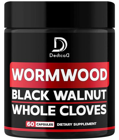 DEDICAD 1500mg Wormwood Capsules with Black Walnut & Cloves - Artemisia Annua Supplement for Immunity - 60 Vegan Capsules - dailyvitalstore