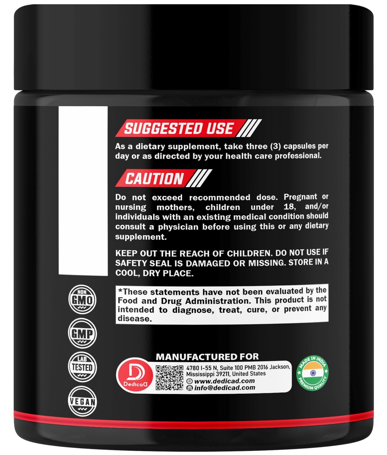 DEDICAD 1500mg Wormwood Capsules with Black Walnut & Cloves - Artemisia Annua Supplement for Immunity - 60 Vegan Capsules - dailyvitalstore