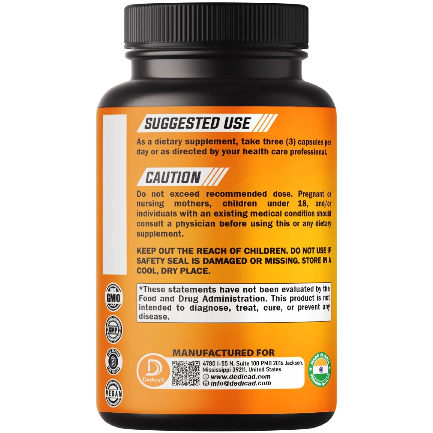 DEDICAD 27in1 Fiber and Spice Supplement - Combined with Organic Psyllium, Whole Apple, Elderberry & More - Support Mood, Body & Immunity - 90 Capsules for 1 Month - dailyvitalstore
