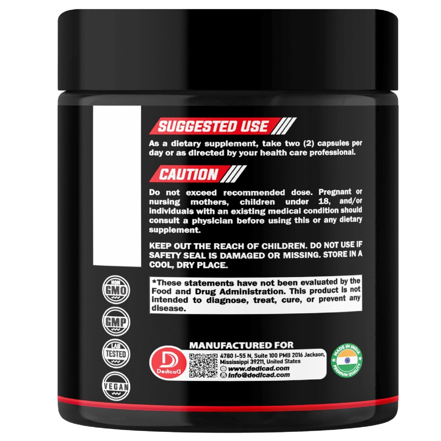 DEDICAD 5 HTP Supplement 1010mg - 60 Capsules - 3in1 Combined with Vitamin B6, L-Tryptophan - Comfortable Mood, Brain Health, Body Management & Immune System Support - dailyvitalstore