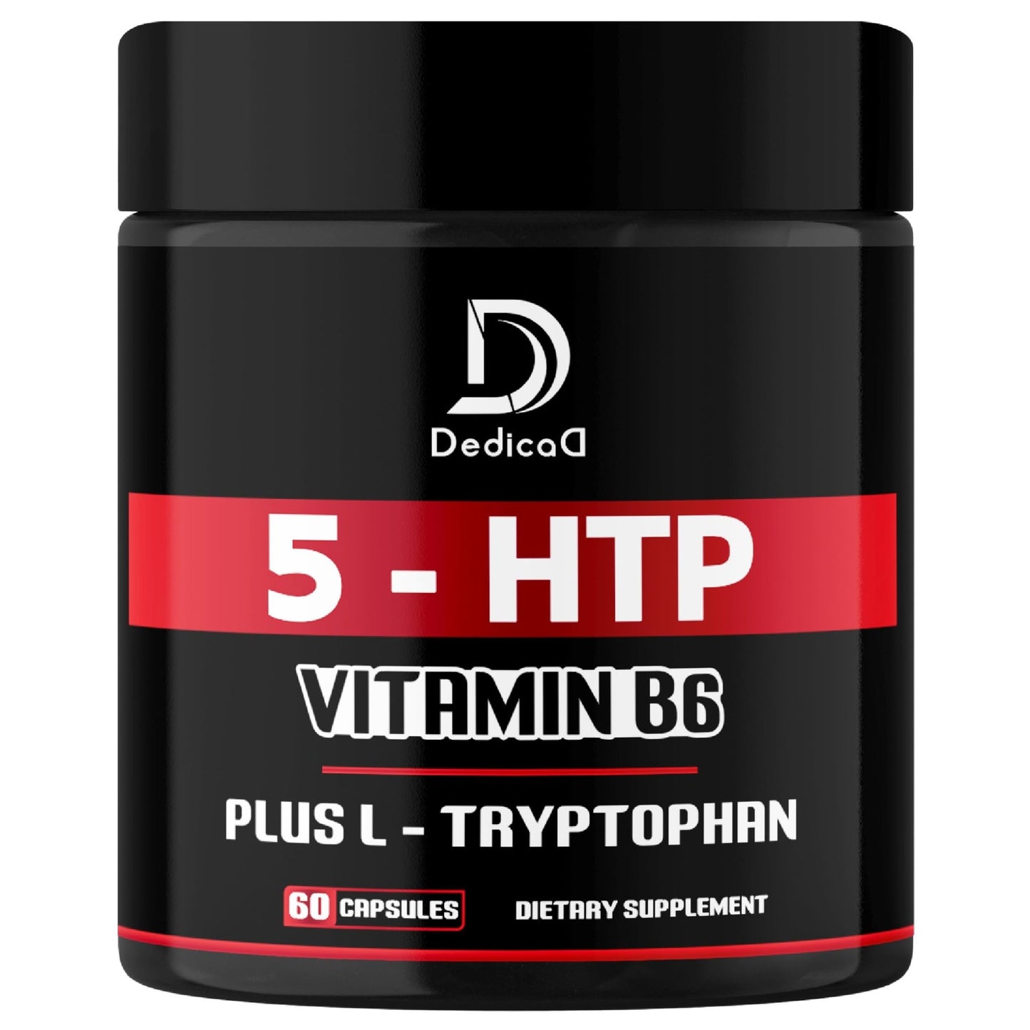 DEDICAD 5 HTP Supplement 1010mg - 60 Capsules - 3in1 Combined with Vitamin B6, L-Tryptophan - Comfortable Mood, Brain Health, Body Management & Immune System Support - dailyvitalstore
