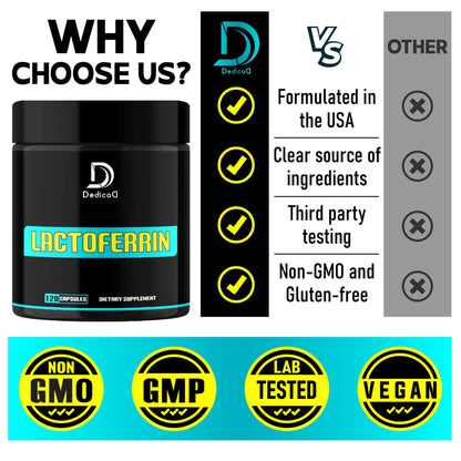 DEDICAD 500Mg Lactoferrin Supplement - 120 Capsules for 2-Month Supply - dailyvitalstore
