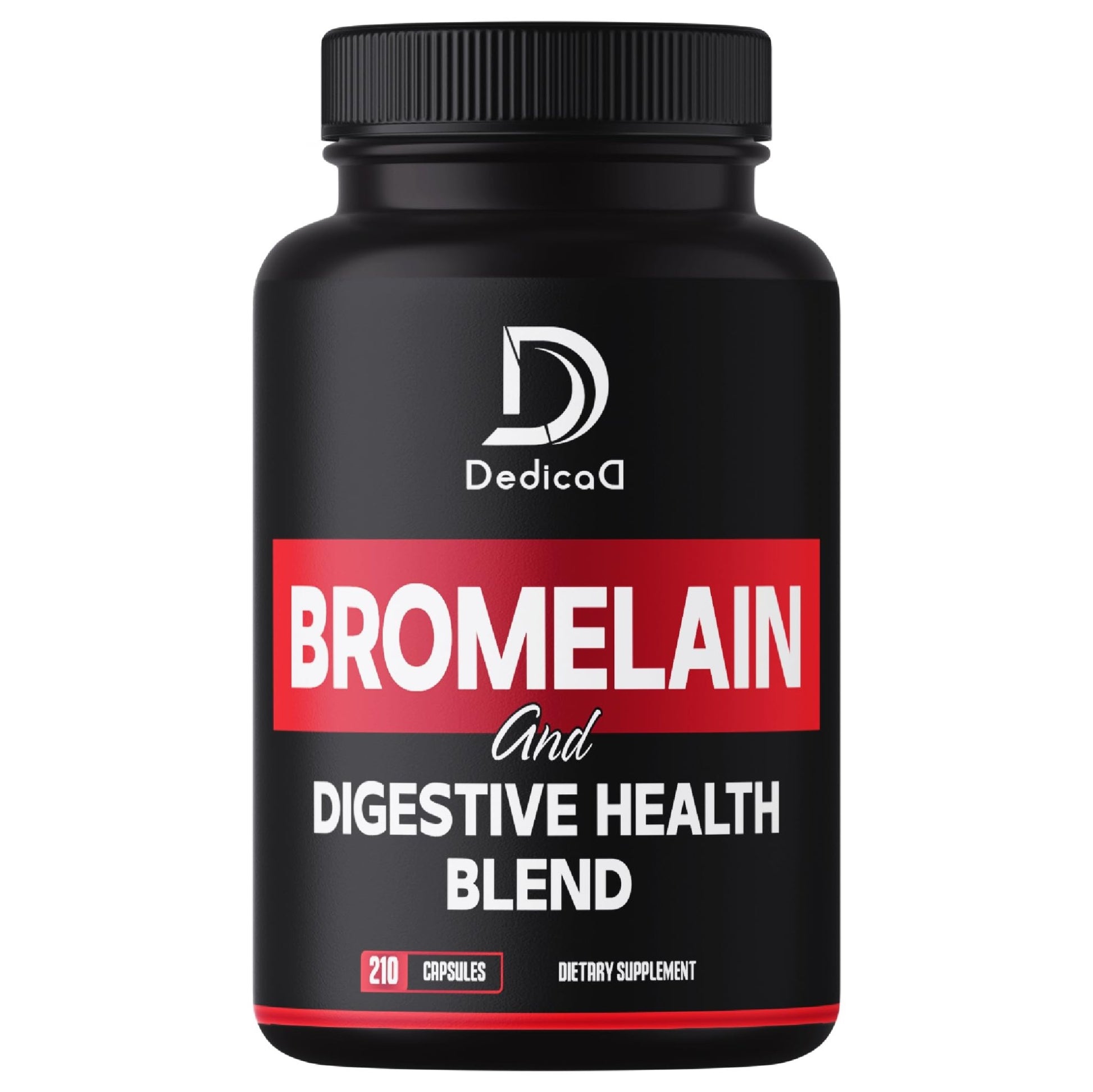 DEDICAD 6in1 Bromelain 500mg Supplement - 1000mg per Serving - 210 Capsules with Digestive Health Blend as Quercetin, Ginger, Turmeric, Papaya - Support Overall Health, Digestion & Immune System - dailyvitalstore