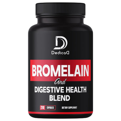 DEDICAD 6in1 Bromelain 500mg Supplement - 1000mg per Serving - 210 Capsules with Digestive Health Blend as Quercetin, Ginger, Turmeric, Papaya - Support Overall Health, Digestion & Immune System - dailyvitalstore