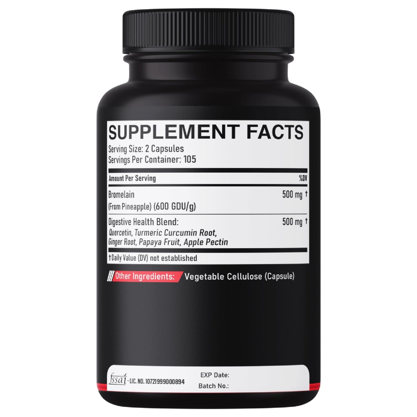 DEDICAD 6in1 Bromelain 500mg Supplement - 1000mg per Serving - 210 Capsules with Digestive Health Blend as Quercetin, Ginger, Turmeric, Papaya - Support Overall Health, Digestion & Immune System - dailyvitalstore