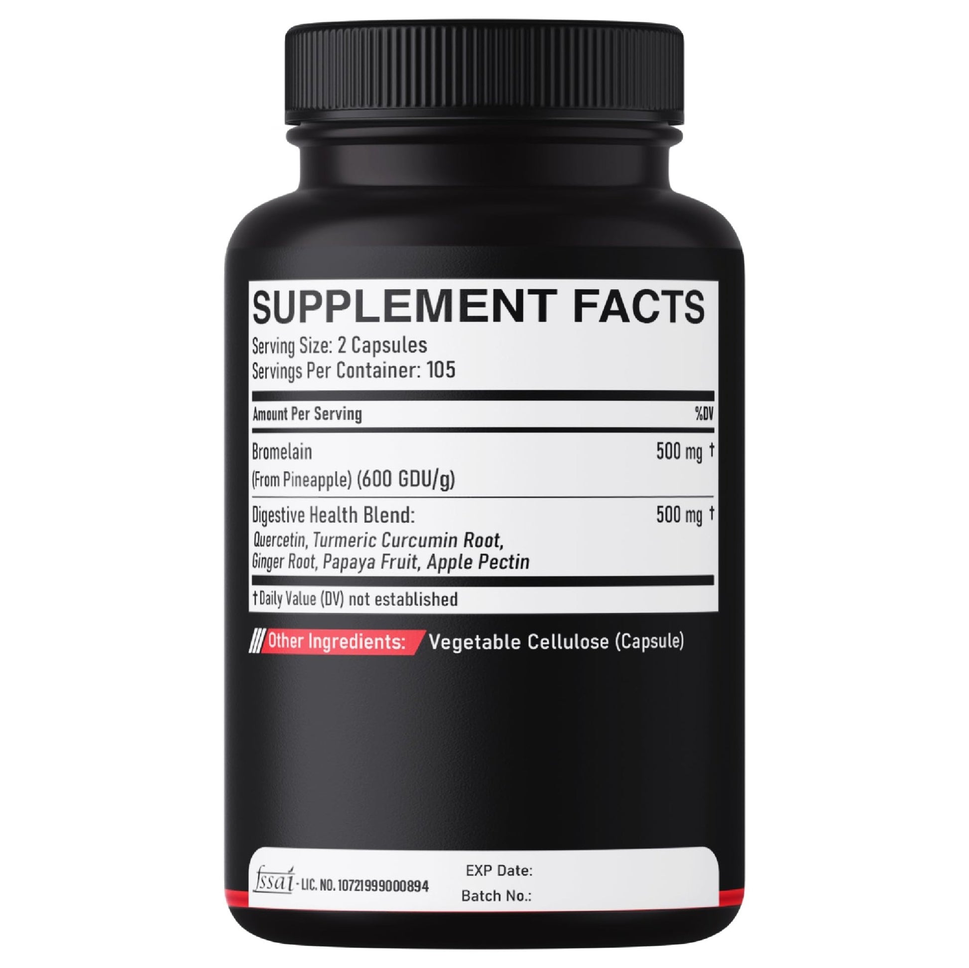 DEDICAD 6in1 Bromelain 500mg Supplement - 1000mg per Serving - 210 Capsules with Digestive Health Blend as Quercetin, Ginger, Turmeric, Papaya - Support Overall Health, Digestion & Immune System - dailyvitalstore