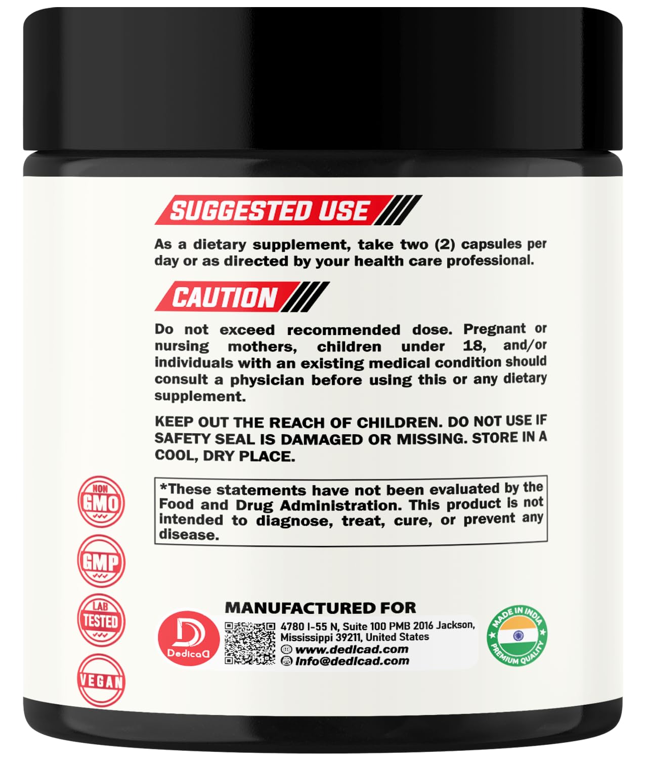 DEDICAD 9in1 Cortisol Supplement - Ashwagandha and Magnesium Glycinate and Chelate - Brain Health & Restful Night & Mood Balance - 90 Capsules Supply 45 Days - dailyvitalstore