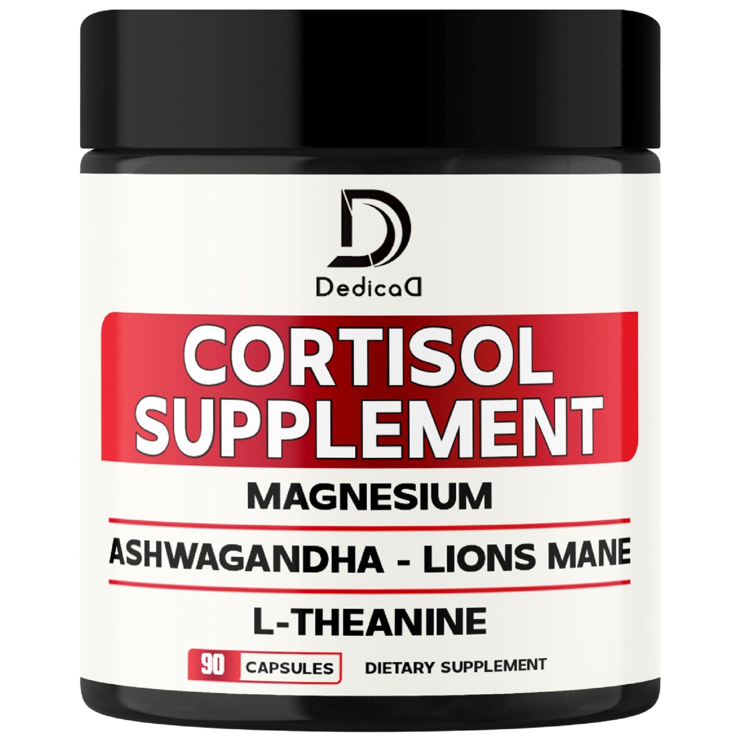 DEDICAD 9in1 Cortisol Supplement - Ashwagandha and Magnesium Glycinate and Chelate - Brain Health & Restful Night & Mood Balance - 90 Capsules Supply 45 Days - dailyvitalstore