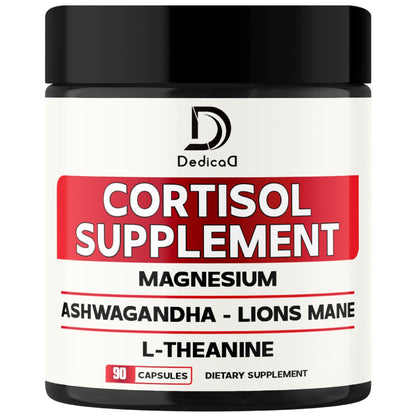 DEDICAD 9in1 Cortisol Supplement - Ashwagandha and Magnesium Glycinate and Chelate - Brain Health & Restful Night & Mood Balance - 90 Capsules Supply 45 Days - dailyvitalstore