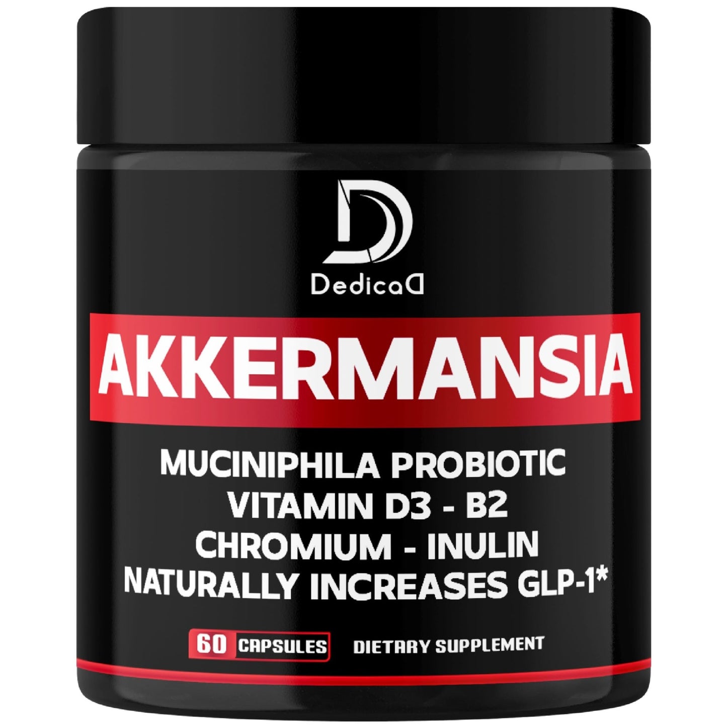 DEDICAD Akkermansia Probiotic for Increases - Contains Inulin, Bacillus Coagulans, Lactobacillus Acidophilus & Chromium - 60 Days Supply - 60 Capsules - dailyvitalstore