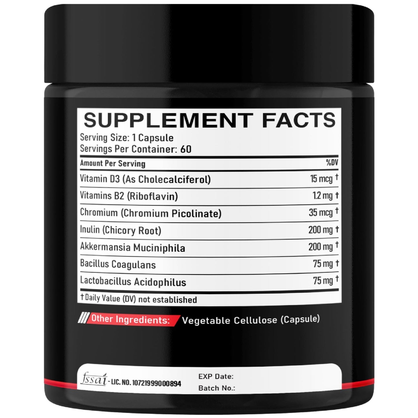 DEDICAD Akkermansia Probiotic for Increases - Contains Inulin, Bacillus Coagulans, Lactobacillus Acidophilus & Chromium - 60 Days Supply - 60 Capsules - dailyvitalstore