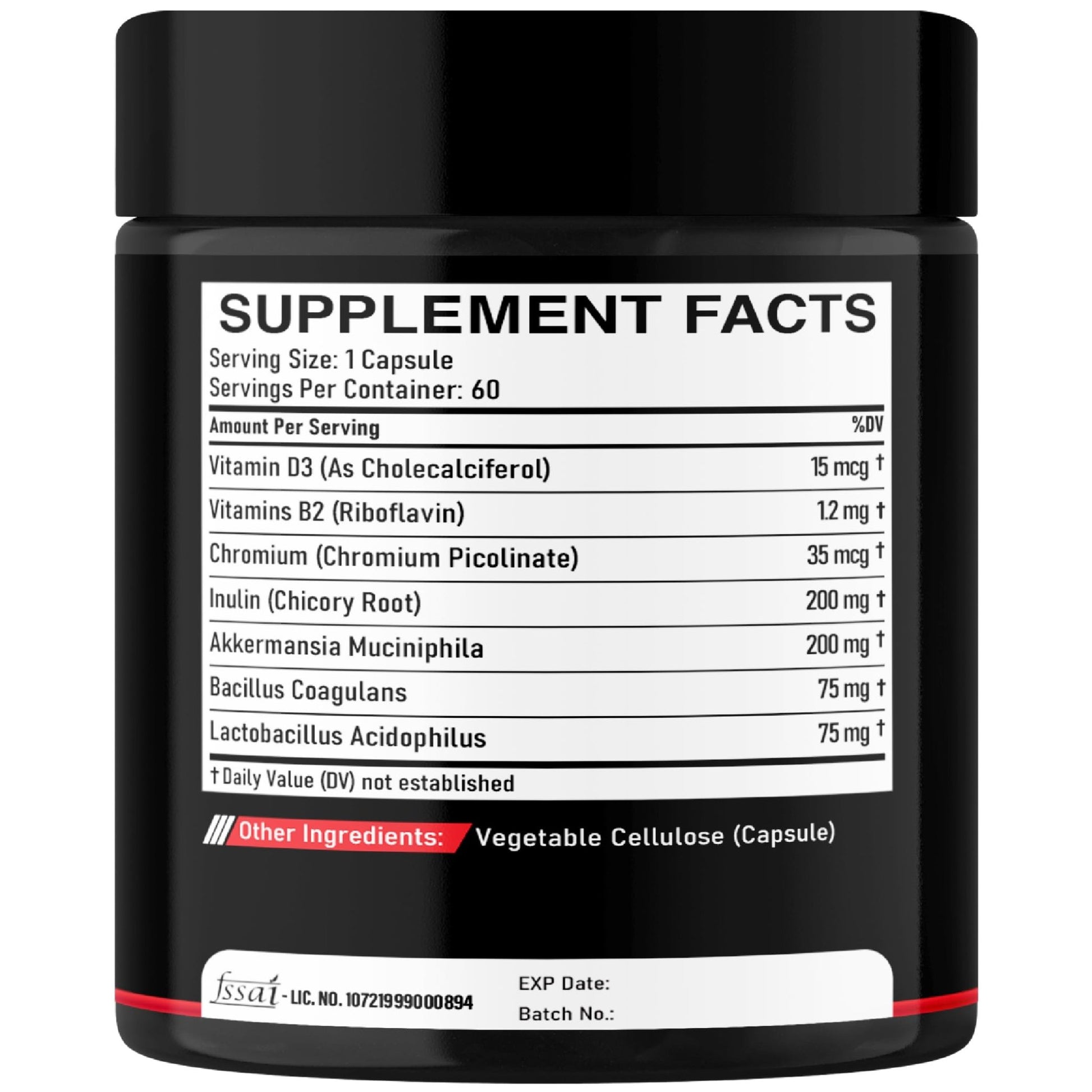 DEDICAD Akkermansia Probiotic for Increases - Contains Inulin, Bacillus Coagulans, Lactobacillus Acidophilus & Chromium - 60 Days Supply - 60 Capsules - dailyvitalstore