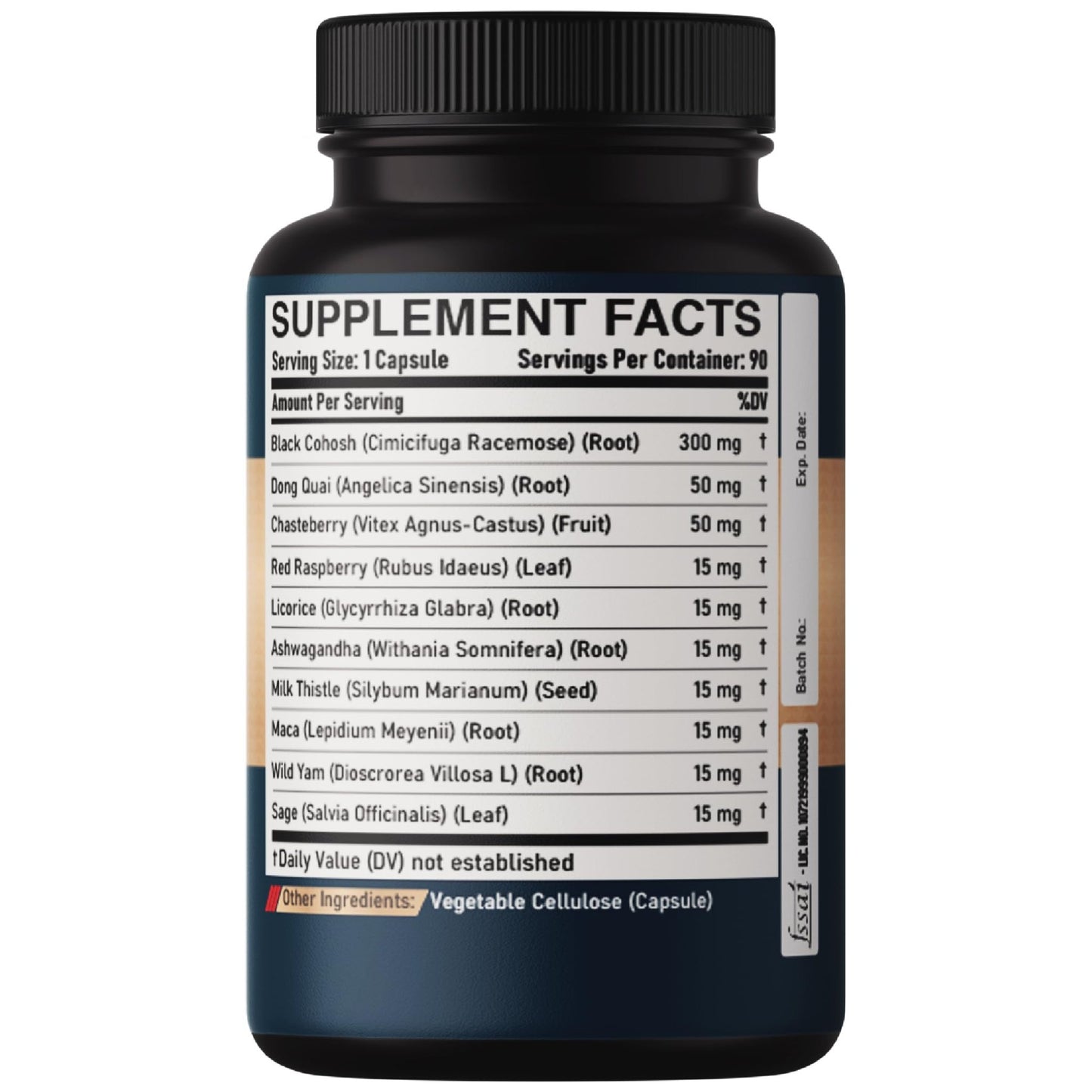 DEDICAD Black Cohosh Supplement - 3 Months for Menopause & Immune Health - Blend of 12 Potent Herb Includes Dong Quai, Chasteberry, Wild Yam, Red Clover, Black Pepper & Others - 90 Vegan Capsules - dailyvitalstore