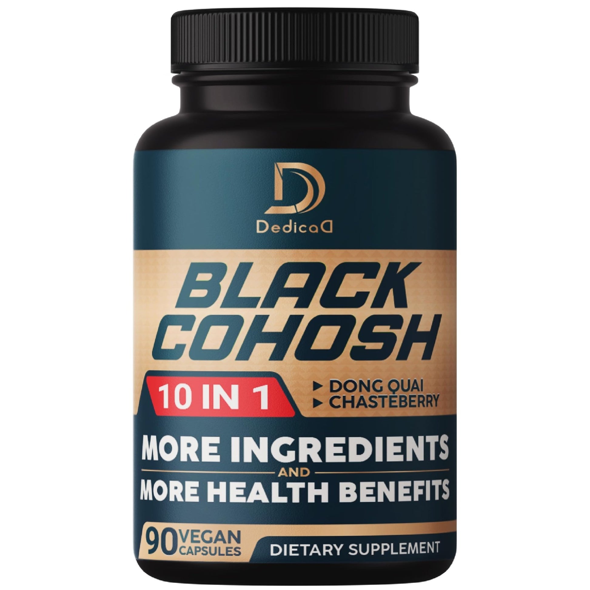 DEDICAD Black Cohosh Supplement - 3 Months for Menopause & Immune Health - Blend of 12 Potent Herb Includes Dong Quai, Chasteberry, Wild Yam, Red Clover, Black Pepper & Others - 90 Vegan Capsules - dailyvitalstore