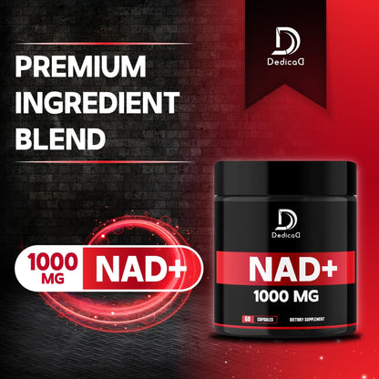 DEDICAD NAD Supplement 1000 mg - Pure NAD Supplement - Energy and DNA Repair, Aging Defense, Brain Function - 60 Capsules - dailyvitalstore