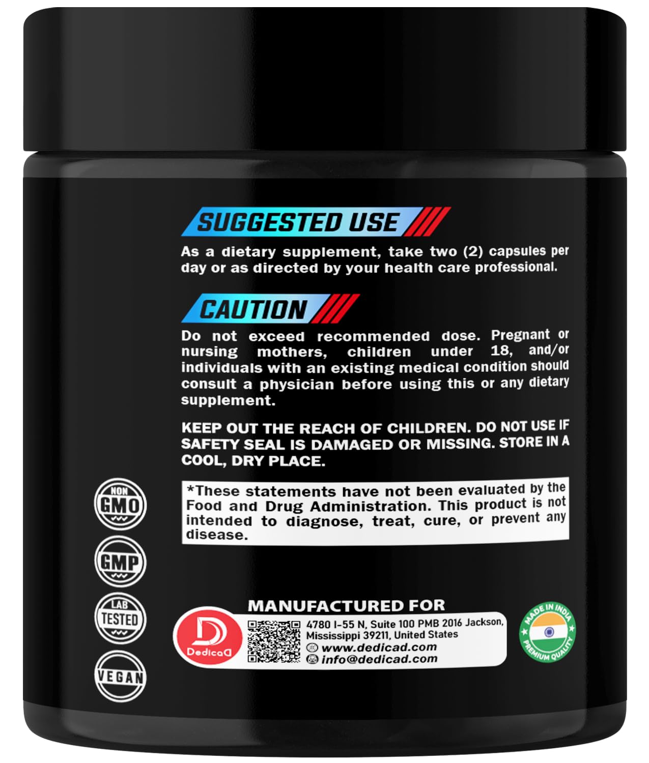 DEDICAD NAD.+ Supplement - Combined to Resveratrol, Quercetin, Berberine, Fisetin, TMG and Grape Seed - 60 Capsules - dailyvitalstore