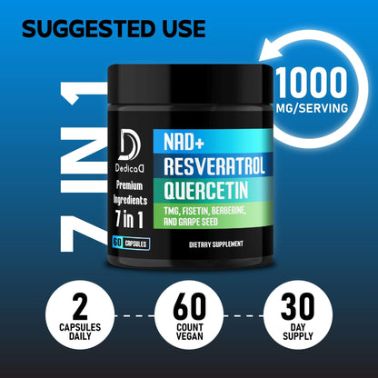 DEDICAD NAD.+ Supplement - Combined to Resveratrol, Quercetin, Berberine, Fisetin, TMG and Grape Seed - 60 Capsules - dailyvitalstore