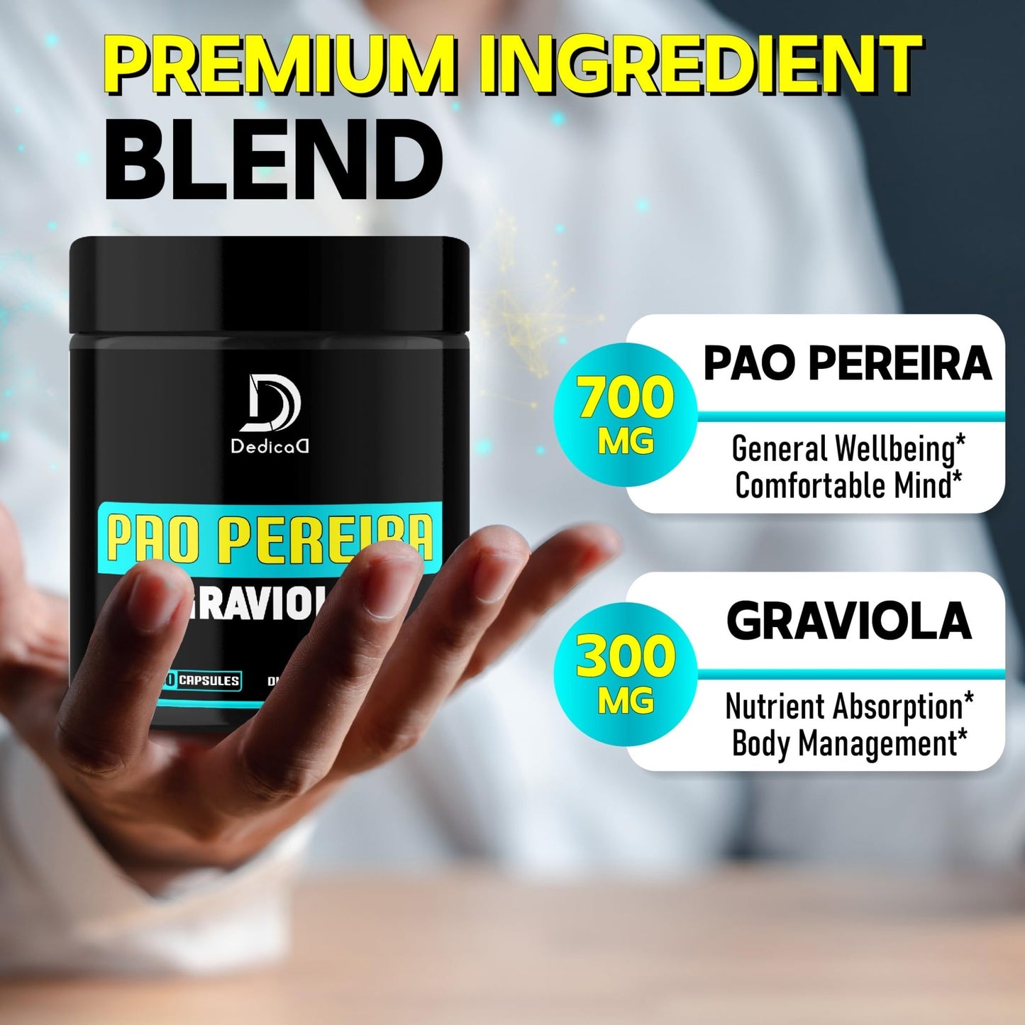 DEDICAD Pao Pereira Bark Extract and Graviola Soursop - 150 Capsules Supply - dailyvitalstore