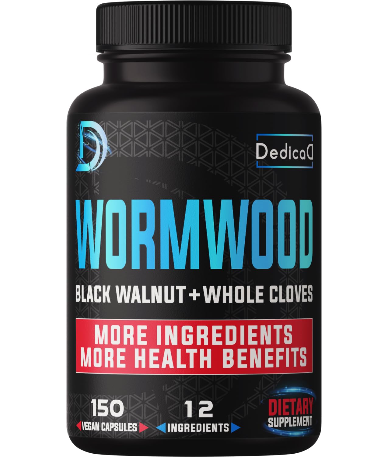 DEDICAD Premium Wormwood Extract Capsules - 5 Month Supply for Immune - 12 Herbs Blended with Black Walnut Leaves, Ginger, Turmeric & More - 150 Counts - dailyvitalstore