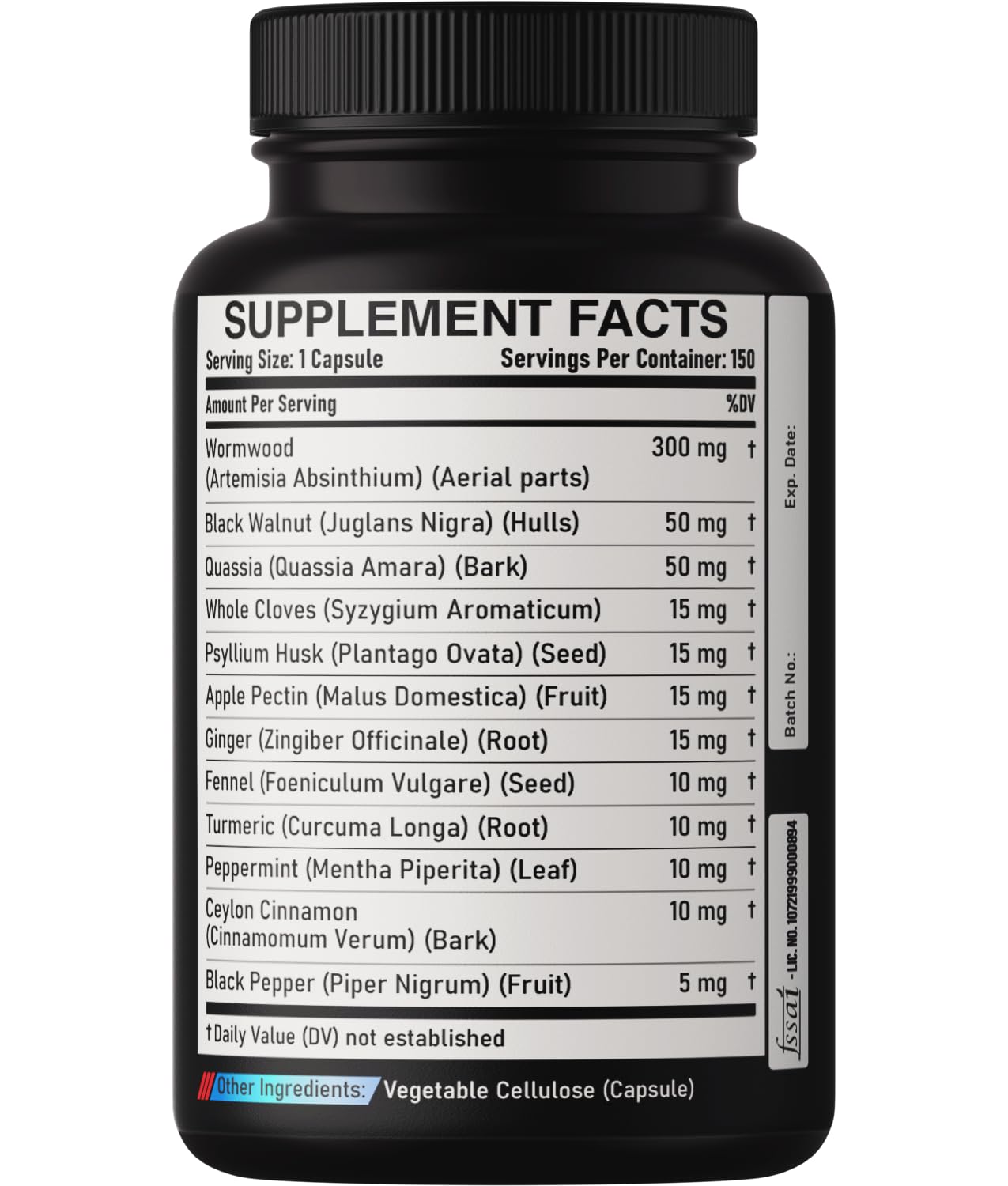 DEDICAD Premium Wormwood Extract Capsules - 5 Month Supply for Immune - 12 Herbs Blended with Black Walnut Leaves, Ginger, Turmeric & More - 150 Counts - dailyvitalstore