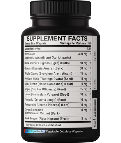 DEDICAD Premium Wormwood Extract Capsules - 5 Month Supply for Immune - 12 Herbs Blended with Black Walnut Leaves, Ginger, Turmeric & More - 150 Counts - dailyvitalstore