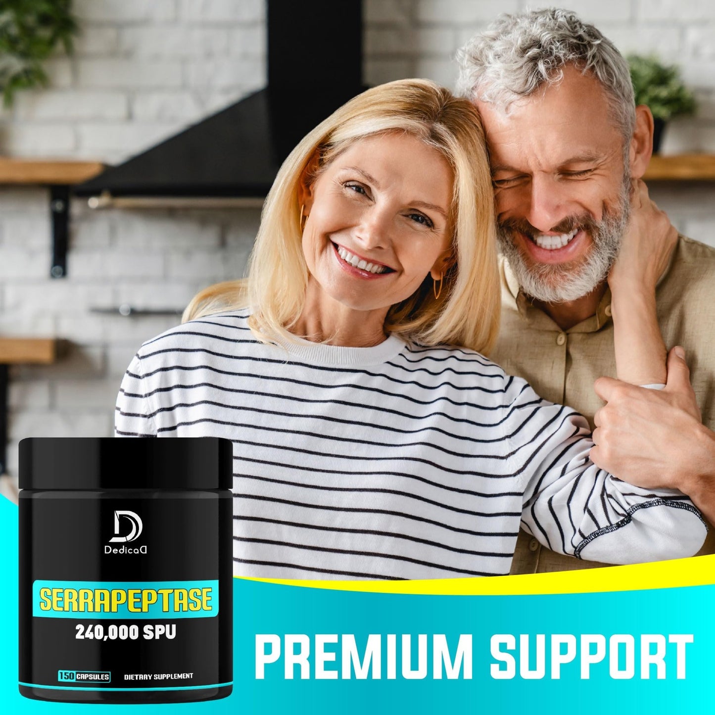 DEDICAD Serrapeptase Supplement 240,000 SPU - 150 Capsules for Smooth Breathing, Heart Health & Immune System Support - 75-Serving Supply - dailyvitalstore