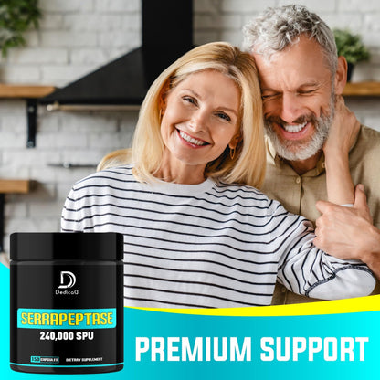 DEDICAD Serrapeptase Supplement 240,000 SPU - 150 Capsules for Smooth Breathing, Heart Health & Immune System Support - 75-Serving Supply - dailyvitalstore