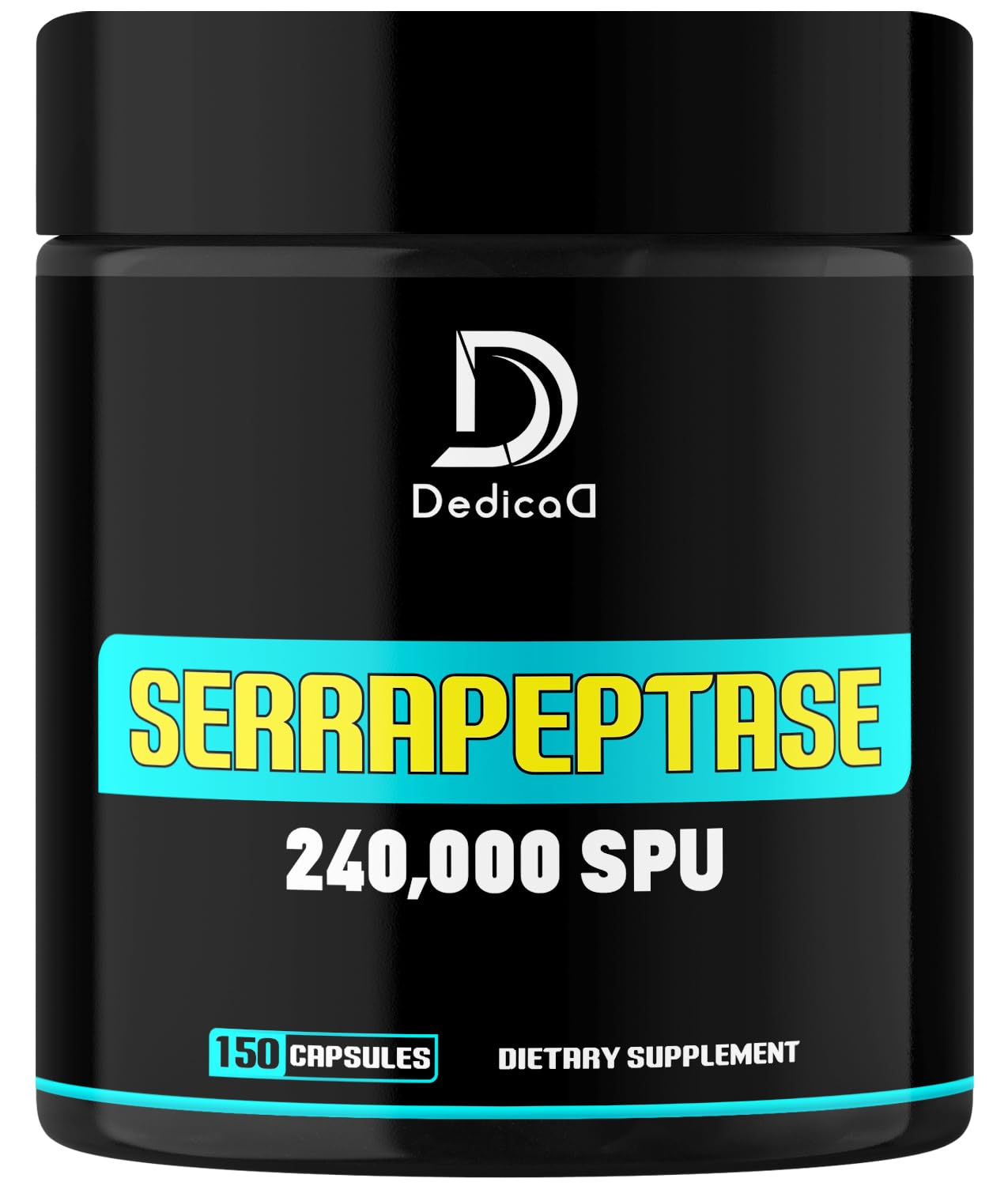 DEDICAD Serrapeptase Supplement 240,000 SPU - 150 Capsules for Smooth Breathing, Heart Health & Immune System Support - 75-Serving Supply - dailyvitalstore