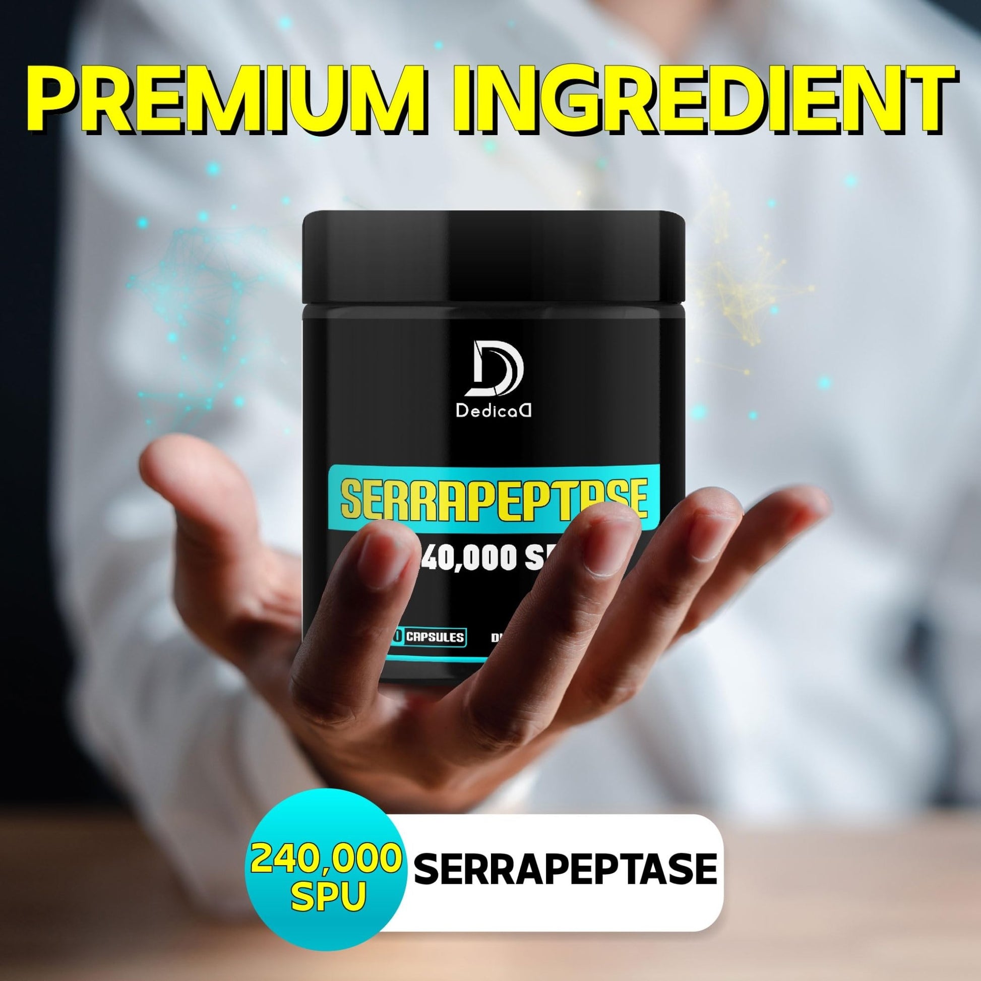 DEDICAD Serrapeptase Supplement 240,000 SPU - 150 Capsules for Smooth Breathing, Heart Health & Immune System Support - 75-Serving Supply - dailyvitalstore