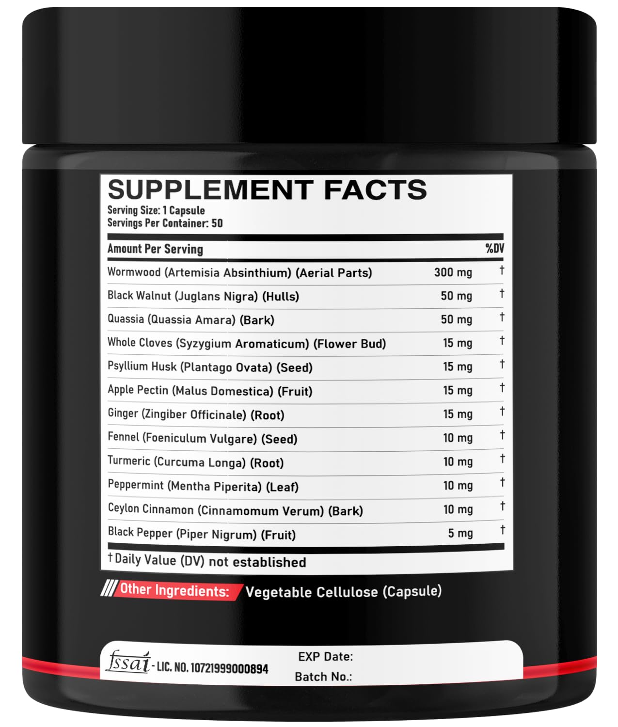 DEDICAD Wormwood Capsules - 12 Herbs Blended Black Walnut, Cloves, Ginger, Turmeric, Cinnamon, Apple, Quassia - 2 Packs 50 Capsules - dailyvitalstore