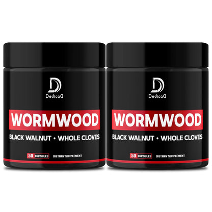 DEDICAD Wormwood Capsules - 12 Herbs Blended Black Walnut, Cloves, Ginger, Turmeric, Cinnamon, Apple, Quassia - 2 Packs 50 Capsules - dailyvitalstore