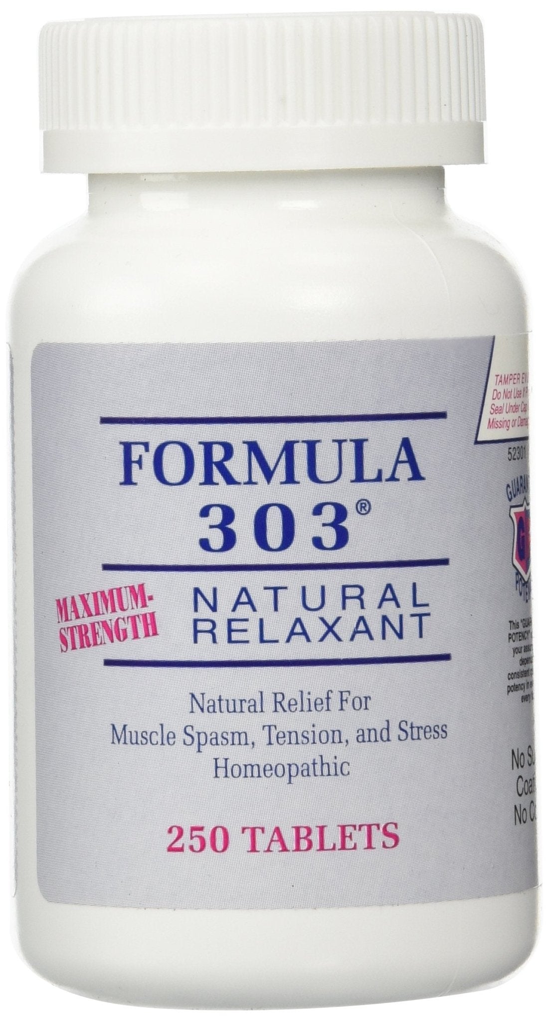 Dee Cee Labs Formula 303 Maximum Strength All-Natural Relaxant Tablets, 250 Tablets; All-Natural Relaxant containing Magnesium for Sore Muscles, Passion Flower, and Valerian Root - dailyvitalstore