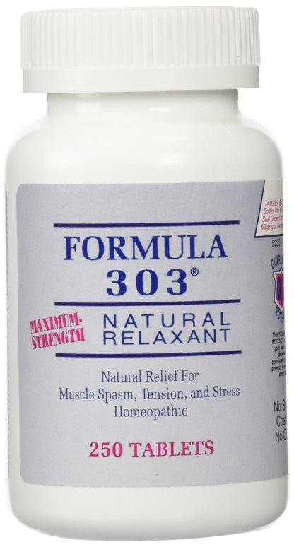 Dee Cee Labs Formula 303 Maximum Strength All-Natural Relaxant Tablets, 250 Tablets; All-Natural Relaxant containing Magnesium for Sore Muscles, Passion Flower, and Valerian Root - dailyvitalstore
