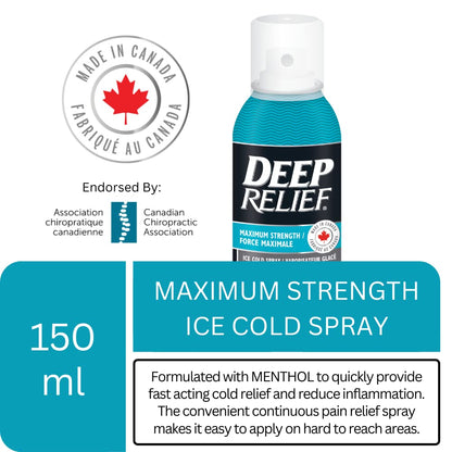 Deep Relief Ice Cold Spray, 150ml - Plastic Bottle, Spray, Cold Therapy, Turquoise, 5.3cm x 5.3cm x 17.1cm - dailyvitalstore