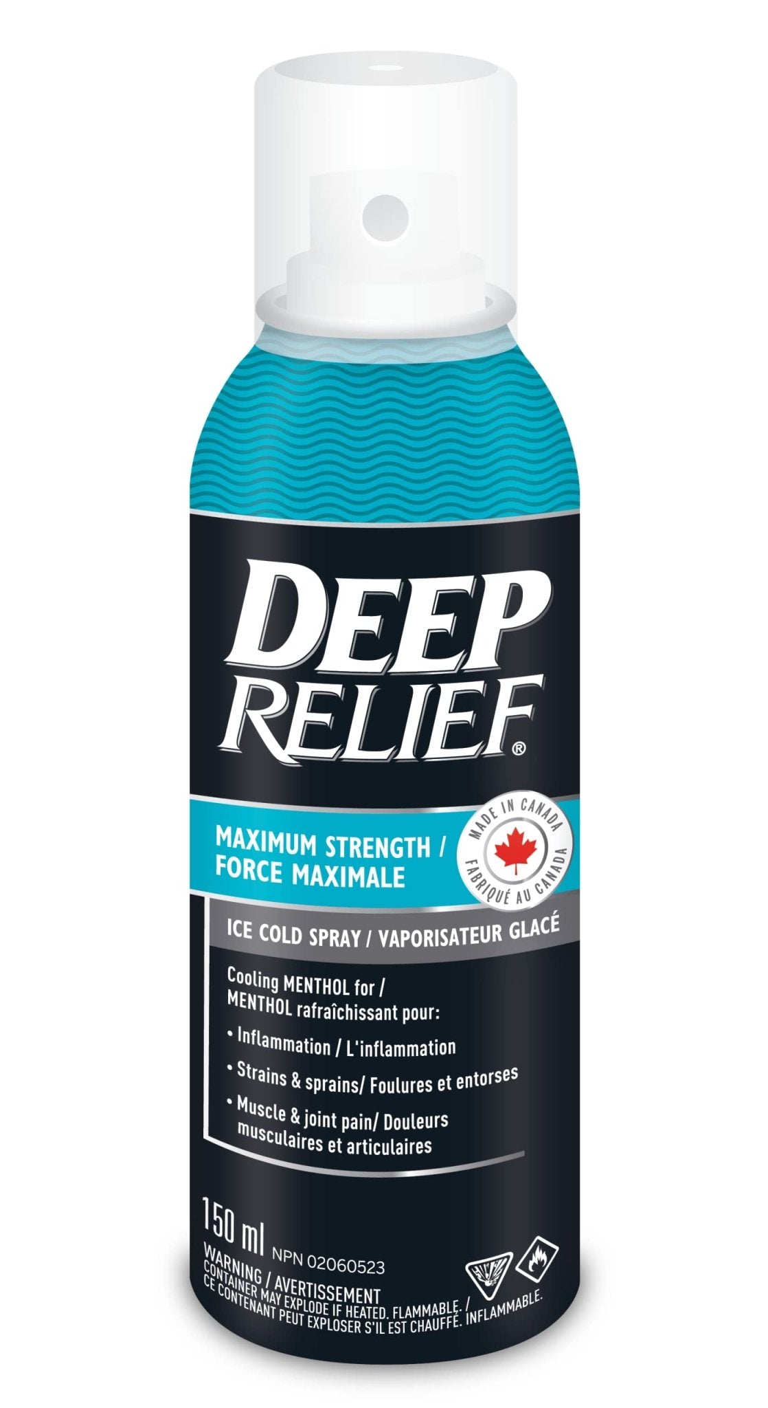 Deep Relief Ice Cold Spray, 150ml - Plastic Bottle, Spray, Cold Therapy, Turquoise, 5.3cm x 5.3cm x 17.1cm - dailyvitalstore