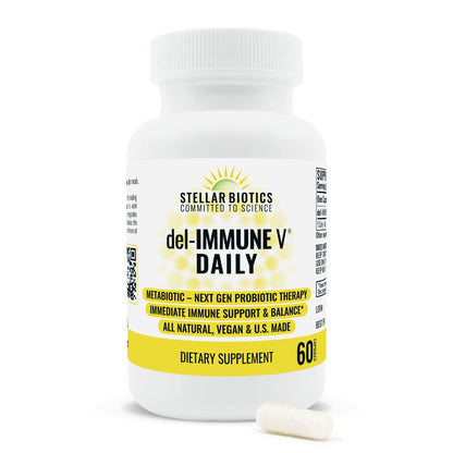 Del-Immune V Daily by Stellar Biotics, All-Natural Immune Support & Gut Health, Immediate Care, Metabiotic: NextGen Probiotic Therapy (60 Caps) - dailyvitalstore